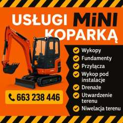Usługi minikoparką oraz wywrotką Minikoparka Yanma