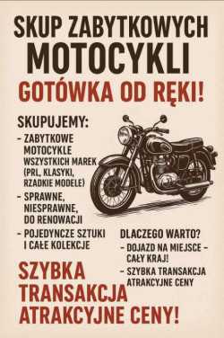 SKUP STARYCH ZABYTKOWYCH MOTOCYKLI MOTOROWERÓW MOT