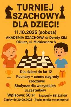 TURNIEJ SZACHOWY DLA DZIECI - 11.10.2025