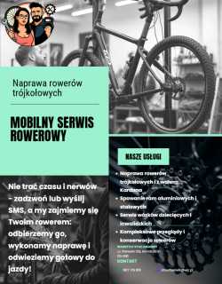 Naprawa rowerów trójkołowych, z wałem Kardana i sp