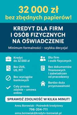 KREDYT DLA FIRM I OSÓB FIZYCZNYCH NA OŚWIADCZENIE