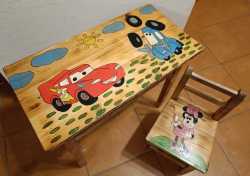 Drewniany dziecięcy stolik+krzesło