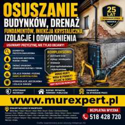 Osuszanie budynków, drenaż fundamentów, iniekcja k