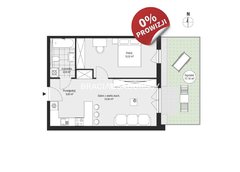 Mieszkanie  46,9400m², Kraków Podgórze, Rybitwy